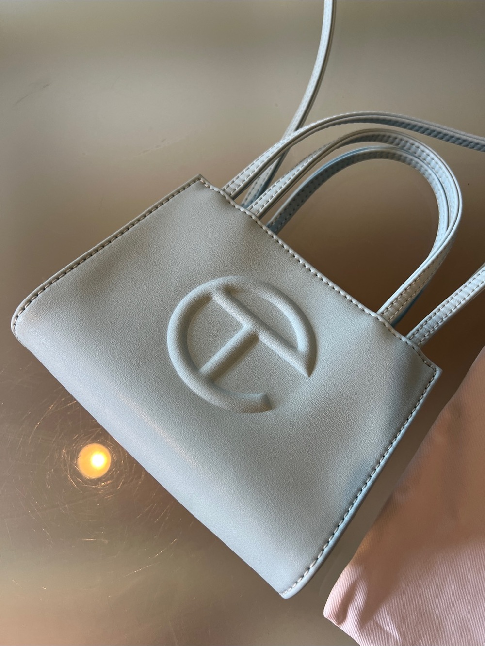 Telfar Mini Shopping Bag in Pool Blue - Picture 3 of 5